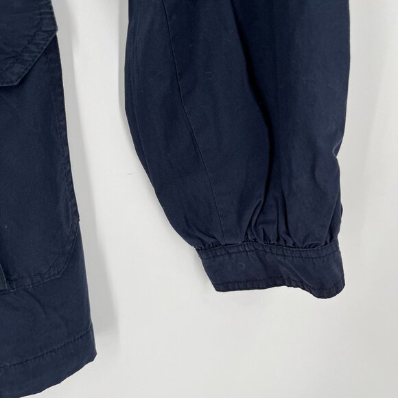 Forever 21 Ladies Military Jacket Hooded  Size M Blue Drawstring Waist Pockets - Picture 2 of 14